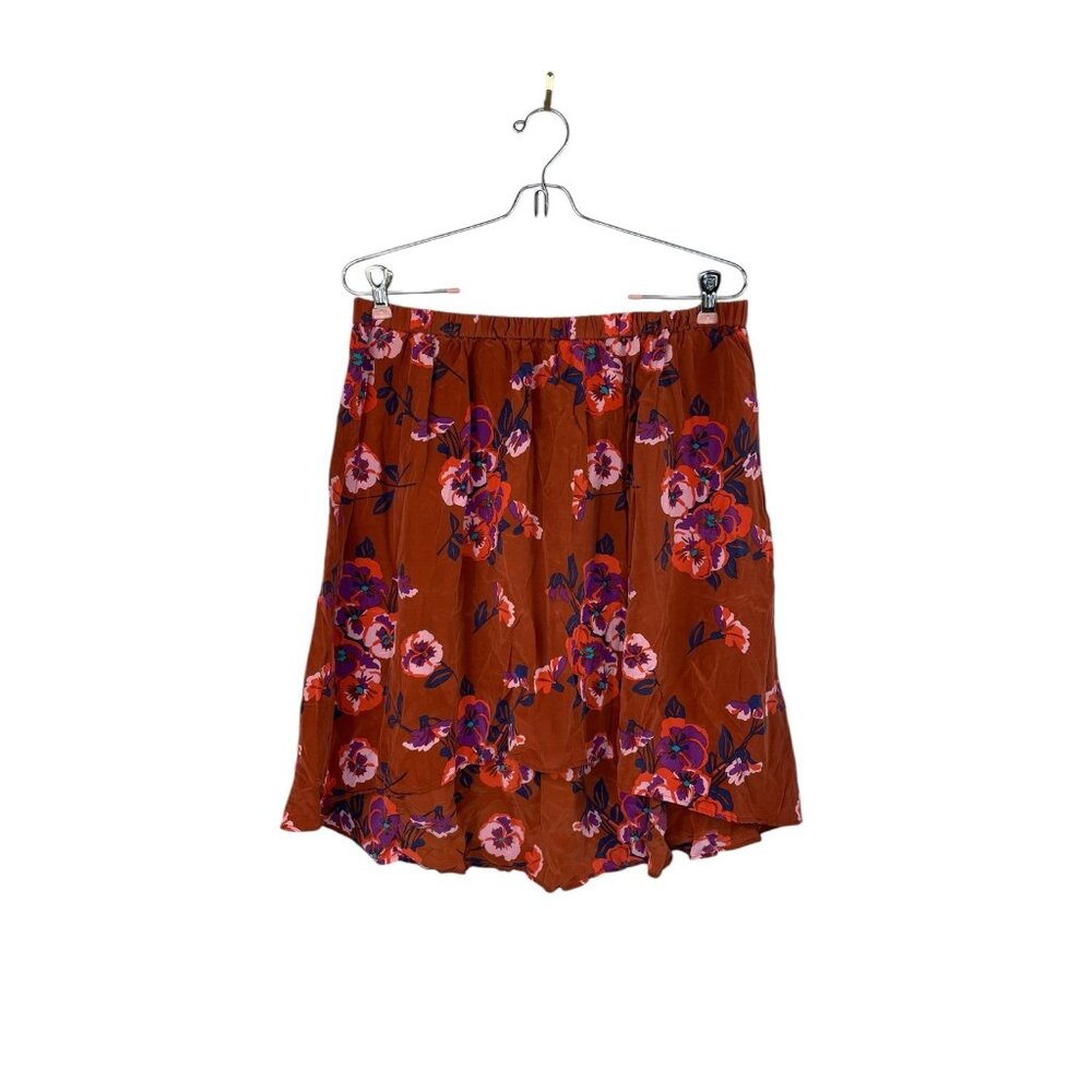 FOSSIL Floral Skirt 100% Silk Size Large